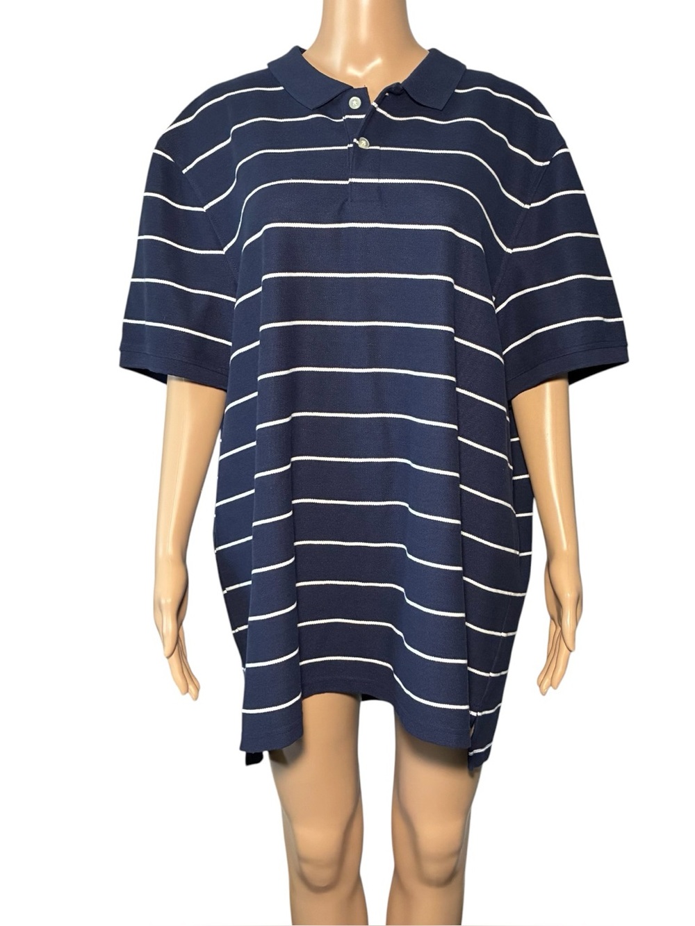 Club Room Men's Polo Shirt Size XXL Striped Pullover 1/4 Button Closure Collared